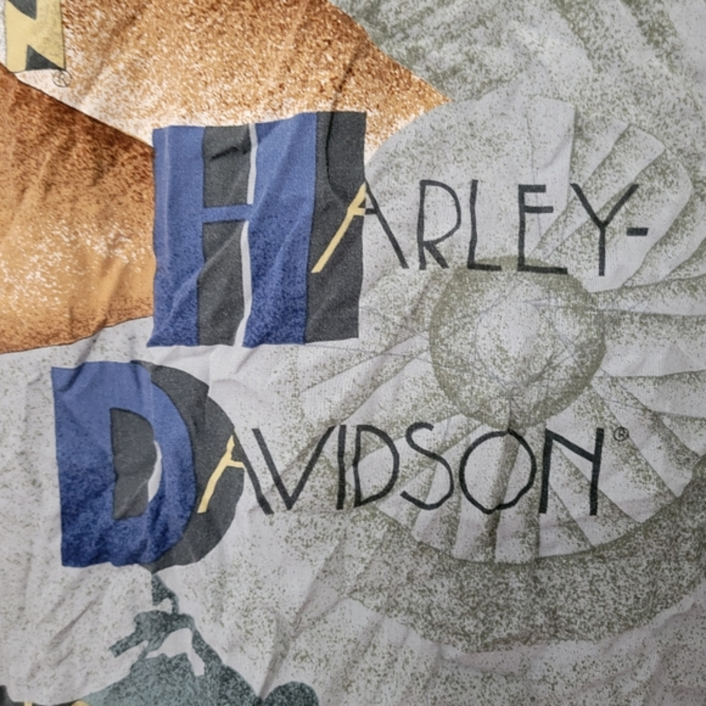 Harley Davidson Vtg Men's Gray Hawaiian Motorcycle Collage Style Shirt, Size 2XL - Picture 7 of 12